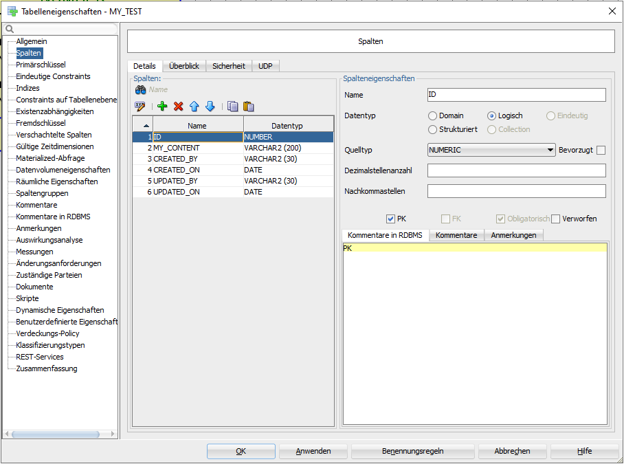 Audit-Spalten mit dem Oracle SQL Developer Data Modeler automatisieren 2 tabelleneigenschaften
