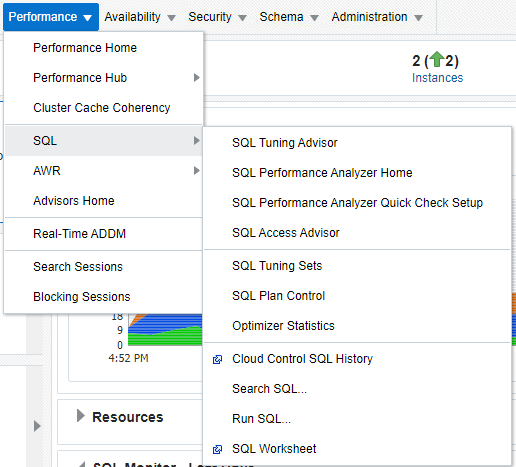 CloudControl Performance Menu Options 1