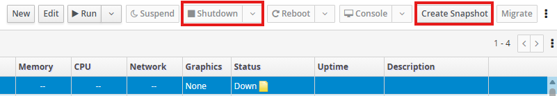 1 shutdown create snapshot